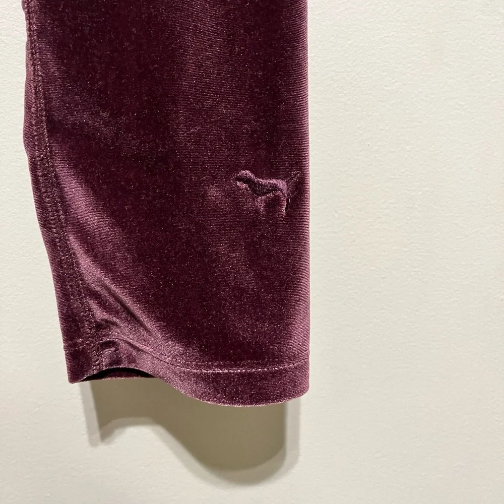 Victorias Secret PINK dark mauve crushed Velvet Velour Logo Leggings size M - Picture 5 of 6